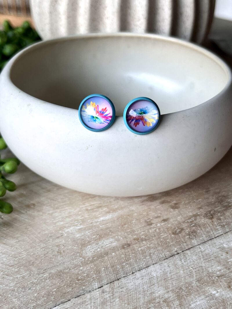 Festival of Colours Collection: Blue flower Studs - Afbeelding 3