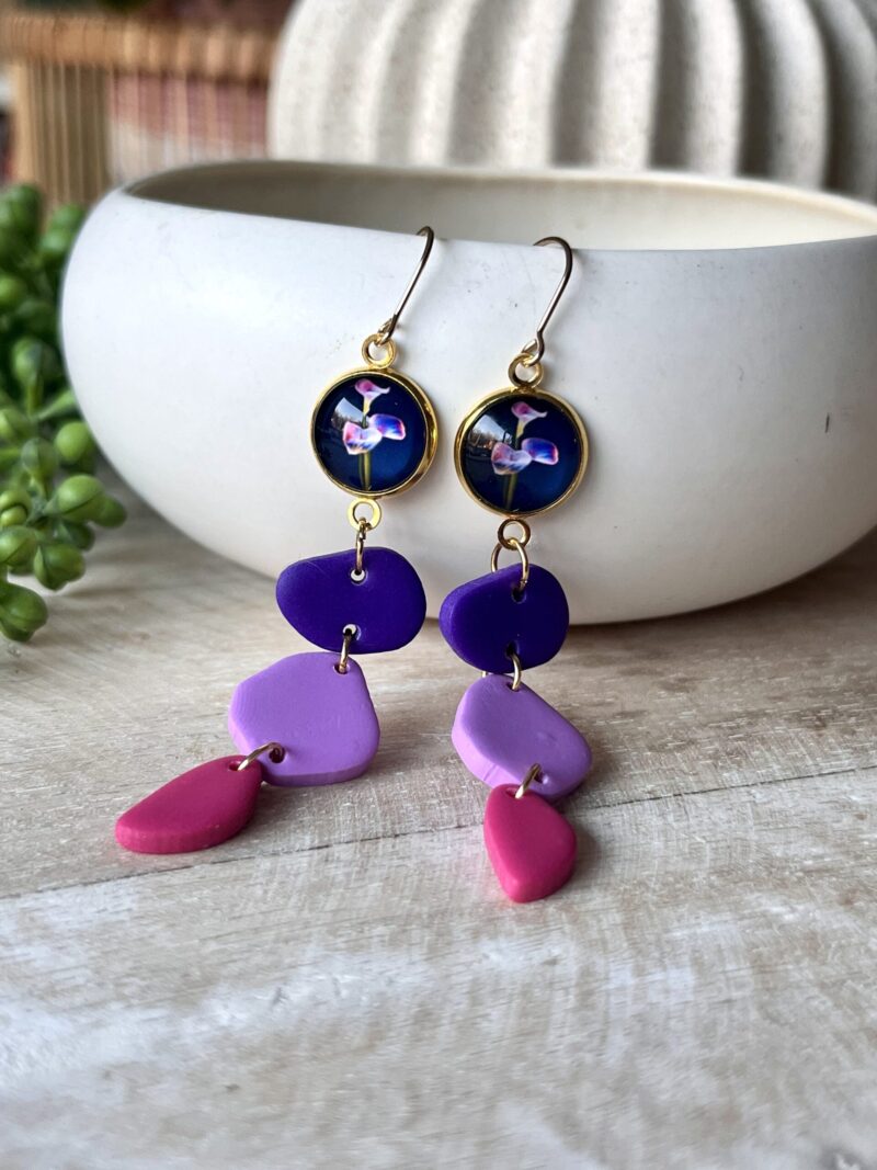 Festival of Colours Collection: Pink&Purple Orchid Danglers - Afbeelding 2
