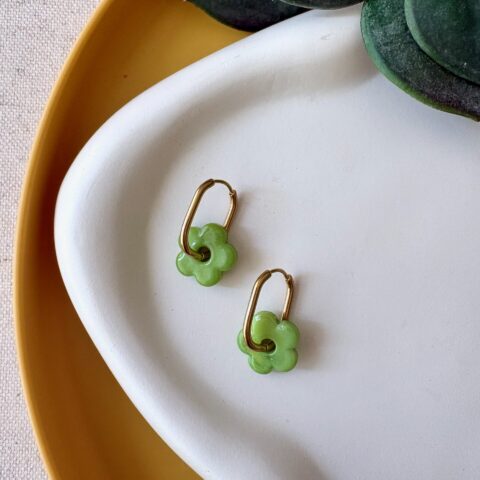 Dolce Vita Collection: Green Flower Hoops