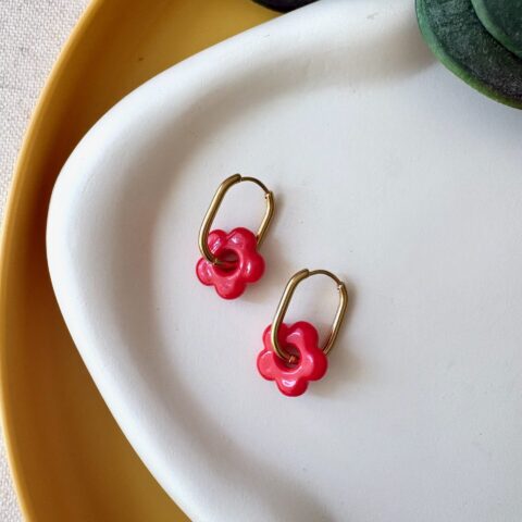 Dolce Vita Collection: Red Flower Hoops